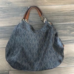 Michael Kors signature 3 compartment shoulder bag with leather straps